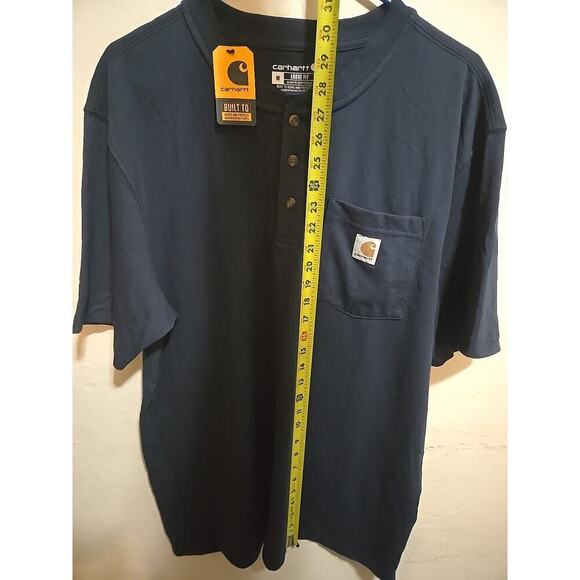Men’s Carhartt Shirt Navy Size M NWT Buttons Up Front Pocket Henley - Picture 5 of 7